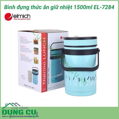 Bình đựng thức ăn giữ nhiệt 1500ml EL-7284 có khả năng giữ nhiệt cực tốt, giúp cho đồ ăn thức uống luôn thơm ngon, nóng sốt. Bình được làm từ chất liệu inox cao cấp, có độ bền cao và hợp vệ sinh, đảm bảo an toàn sức khỏe người dùng.