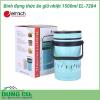 Bình đựng thức ăn giữ nhiệt 1500ml EL-7284 có khả năng giữ nhiệt cực tốt, giúp cho đồ ăn thức uống luôn thơm ngon, nóng sốt. Bình được làm từ chất liệu inox cao cấp, có độ bền cao và hợp vệ sinh, đảm bảo an toàn sức khỏe người dùng.