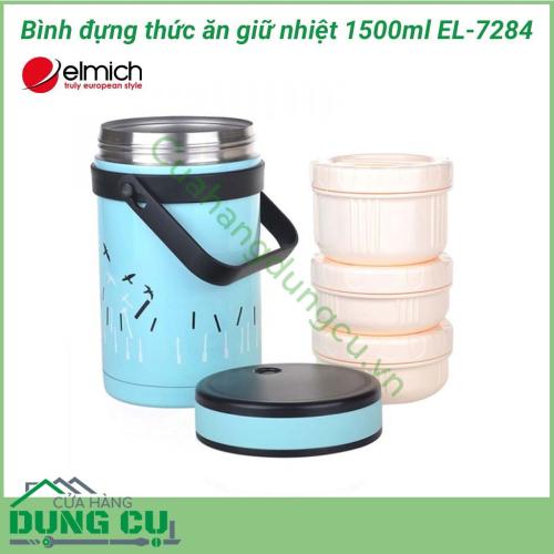 Bình đựng thức ăn giữ nhiệt 1500ml EL-7284 có khả năng giữ nhiệt cực tốt, giúp cho đồ ăn thức uống luôn thơm ngon, nóng sốt. Bình được làm từ chất liệu inox cao cấp, có độ bền cao và hợp vệ sinh, đảm bảo an toàn sức khỏe người dùng.