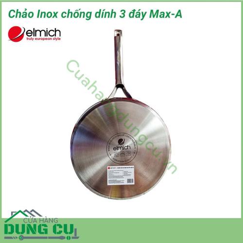 Chảo inox chống dính 3 đáy Max A EL3762 size 24cm được làm từ chất liệu cao cấp với lớp trong cùng là inox 304 tiêu chuẩn dành riêng cho thực phẩm, không gỉ, chống bám bẩn tối ưu, an toàn cho sức khỏe.