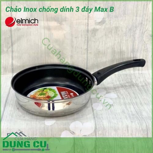 Chảo inox chống dính 3 đáy Max B EL3767 size 24cm bắt nhiệt nhanh và tỏa nhiệt đều từ thành và đáy. Chất liệu cao cấp, lớp trong cùng là lớp phủ chống dính Quaitalium của Whitford, tuyệt đối an toàn cho sức khỏe, dễ dàng vệ sinh.