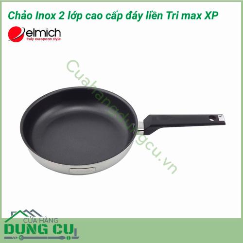 Chảo inox 2 lớp cao cấp đáy liền Tri max XP EL 3757 size 24cm với công nghệ thân đáy liền 2 lớp siêu bền, Tri – Max XP bắt nhiệt nhanh, tỏa nhiệt đều giúp thực phẩm dưới đáy không bị cháy và vẫn lưu giữ trọn vẹn hương vị cũng như giá trị dinh dưỡng.