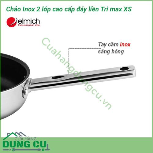 Chảo inox 2 lớp cao cấp đáy liền Tri max XS EL 3751 size 20cm sở hữu diện mạo sang trọng, chuẩn châu Âu với chất liệu inox sáng bóng bên ngoài bề mặt chảo. Lòng chảo phủ chống dính sơn đen trơn nhẵn đem đến diện mạo trẻ trung, hiện đại.