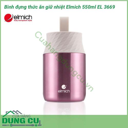 Bình đựng thức ăn giữ nhiệt Elmich 550ml EL 3669 kiểu dáng đơn giản và sang trọng, cực kỳ gọn nhẹ, phù hợp với những người đi du lịch hay luôn mang theo bên mình.