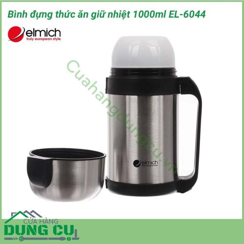 Bình đựng thức ăn giữ nhiệt 1000ml EL-6044 kiểu dáng đơn giản và sang trọng, cực kỳ gọn nhẹ, phù hợp với những người đi lịch hay luôn mang theo bên mình