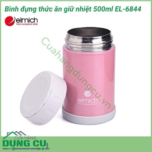 Bình đựng thức ăn giữ nhiệt 500ml EL-6844 với thể tích sử dụng 500ml, được làm hoàn toàn từ chất liệu inox an toàn sức khỏe người tiêu dùng. Kiểu dáng đơn giản và sang trọng, cực kỳ gọn nhẹ, phù hợp với những người đi lịch hay luôn mang theo bên mình.