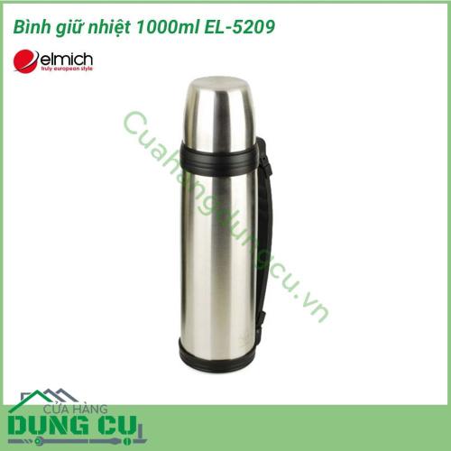 Phích giữ nhiệt 1000ml EL-5209 có phần vỏ và ruột được sản xuất bằng inox bền bỉ, chống biến dạng, gỉ sét; viên nắp bằng nhựa và silicone chất lượng, không phôi nhiễm chất độc hại, đảm bảo an toàn cho sức khỏe người sử dụng. 