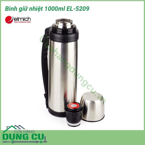 Phích giữ nhiệt 1000ml EL-5209 có phần vỏ và ruột được sản xuất bằng inox bền bỉ, chống biến dạng, gỉ sét; viên nắp bằng nhựa và silicone chất lượng, không phôi nhiễm chất độc hại, đảm bảo an toàn cho sức khỏe người sử dụng. 