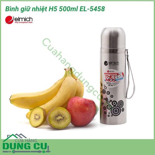 Bình giữ nhiệt H5 500ml EL-5458 sáng bóng chịu nhiệt cực tốt, không bị biến dạng hay mài mòn khi phải chứa nước nóng hay nước lạnh. Inox 304 còn chống hoen rỉ, không bị ăn mòn an toàn với người sử dụng