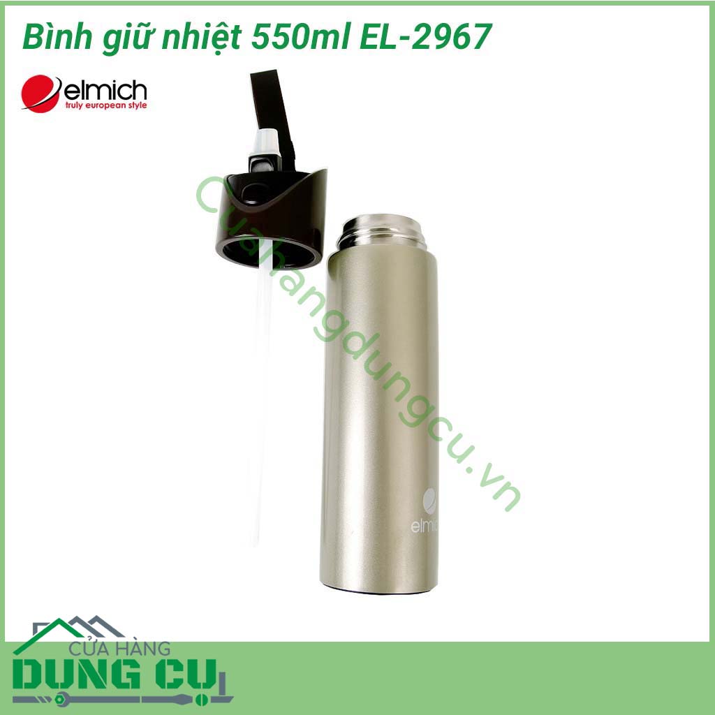 Bình giữ nhiệt 550ml EL-2967 với chất liệu inox 304 và lớp mạ ánh kim bao bọc ngoài bình, chiếc bình mang vẻ đẹp sang trọng và có độ bền dài lâu, với dung tích 550ml, sản phẩm sẽ giúp bạn bảo quản nhiệt độ cả nóng và lạnh cho thức uống.