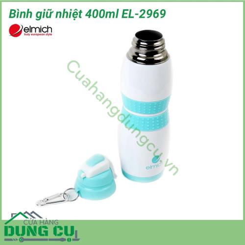 Bình giữ nhiệt 400ml EL-2969 được chế tạo bằng chất liệu cao cấp và phần gioăng bằng silicone giúp giữ hơi kín, đóng rất khít giúp bạn cất trữ cả nước nóng và lạnh thuận tiện hơn mà vẫn đảm bảo nhiệt độ nóng/ lạnh của nước được ổn định.