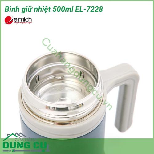 Bình giữ nhiệt 500ml EL-7228 có khả năng giữ nhiệt cực tốt, giúp cho đồ ăn thức uống luôn thơm ngon, nóng sốt. Bình được làm từ chất liệu inox cao cấp, có độ bền cao và hợp vệ sinh, đảm bảo an toàn sức khỏe người dùng. 