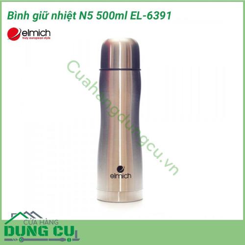 Bình giữ nhiệt N5 500ml EL-6391 với khả năng giữ nhiệt lên đến 8 giờ, sẽ giúp cho các thức uống hay cả thực phẩm dạng lỏng mà bạn yêu thích luôn nóng sốt hay mát lạnh, sẵn sàng sử dụng vào bất khí khoảng thời gian nào trong ngày. 