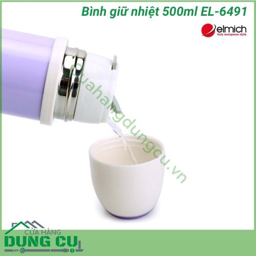 Phích giữ nhiệt 500ml EL-6491 có khả năng giữ nhiệt dài lâu lên đến 8 giờ với thiết kế cách nhiệt 3 lớp thông minh. Chất liệu inox của bình không chỉ bền mà còn an toàn cho sức khoẻ người dùng theo tiêu chuẩn nghiêm ngặt của Châu Âu.