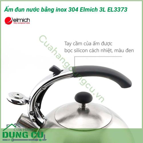 Ấm đun nước bằng inox 304 Elmich 3L EL3373 được làm bằng Inox 304, tuyệt đối an toàn cho sức khỏe người sử dụng và dễ dàng vệ sinh. Inox 304 giúp ấm có độ bóng cao, chỉ cần lau rửa qua cũng khiến ấm trông mới như đầu.