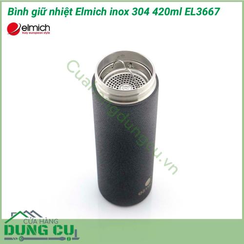 Bình giữ nhiệt Elmich inox 304 420ml EL3667 thiết kế nhỏ gọn, có khả năng giữ được đồ uống nóng/lạnh trong thời gian dài. Bình giữ nhiệt nóng lạnh thích hợp sử dụng cho mục đích cá nhân dự trữ trà, cà phê, nước uống mang theo đi học, đi làm,...