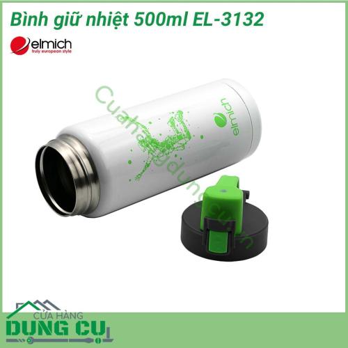 Bình nước giữ nhiệt 500ml EL-3132 có dung tích 500ml thích hợp sử dụng cho một người. Bình EL-3132 được làm bằng chất liệu inox 304 đảm bảo độ bền. Màu sắc bình thiết kế trang nhã, đẹp mắt.