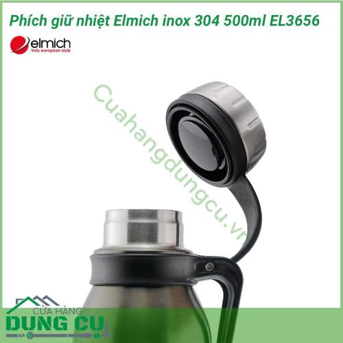 Phích giữ nhiệt Elmich inox 304 500ml EL3656 có thời gian giữ nóng đến 8 tiếng sẽ đảm bảo được chất dinh dưỡng cũng như độ ngon của thực phẩm. Sản phẩm này được làm từ inox SUS 304 bền đẹp, chắc chắn.