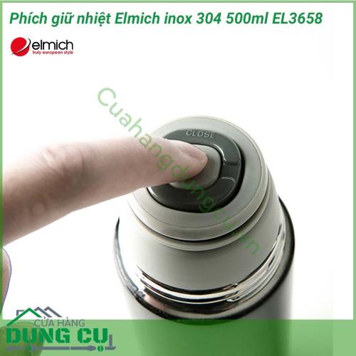 Phích giữ nhiệt Elmich inox 304 500ml EL3658 có màu xanh ngọc và đen bóng đẹp mắt, dung tích 500ml trữ thức uống đủ cho 1 người dùng, nhỏ gọn dễ mang theo ra ngoài. 