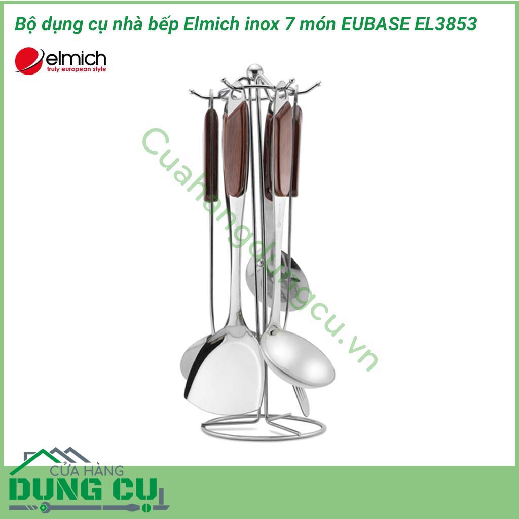 Bộ dụng cụ nhà bếp Elmich inox 7 món EUBASE EL3853 là bộ đồ dùng nhà bếp hỗ trợ rất hiệu quả trong việc tiết kiệm thời gian nấu ăn và giá treo giúp bạn tiết kiệm tối đa được không gian bếp. Sản phẩm được làm từ chất liệu inox cao cấp siêu bền.