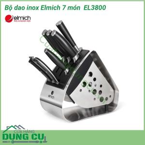 Bộ dao inox Elmich 7 món (4 dao, 1 kéo, 1 thanh mài dao, 1 giá để dao) EL3800