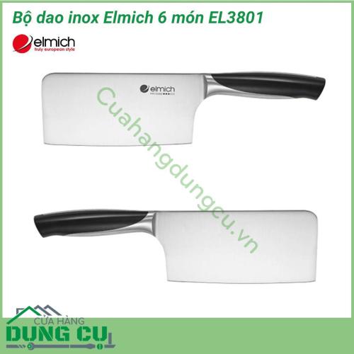 Bộ dao inox Elmich 6 món EL3801 (4 dao, 1 kéo, 1 giá để dao) giúp công việc nội trợ của bạn trở nên dễ dàng hơn với lưỡi dao sắc bén.  Được làm từ inox cao cấp không gỉ, an toàn cho sức khỏe.