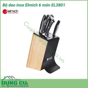 Bộ dao inox Elmich 6 món EL3801 (4 dao, 1 kéo, 1 giá để dao)