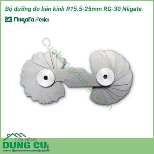 Dưỡng đo bán kính R15.5-25mm RG-30 Niigata được làm bằng chất liệu thép carbon độ cứng cao. Dưỡng đo bán kính dùng để đo và kiểm tra bán kính cung tròn.