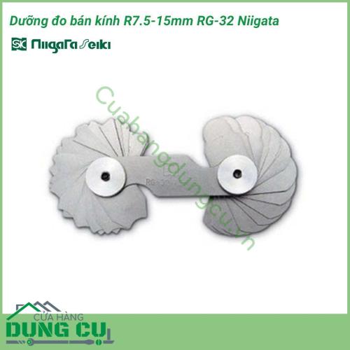 Dưỡng đo bán kính R7.5-15mm RG-32 Niigata được làm từ chất liệu thép cao cấp độ bền cao. Dưỡng đo bán kính dùng để đo, kiểm tra bán kinh cung tròn.