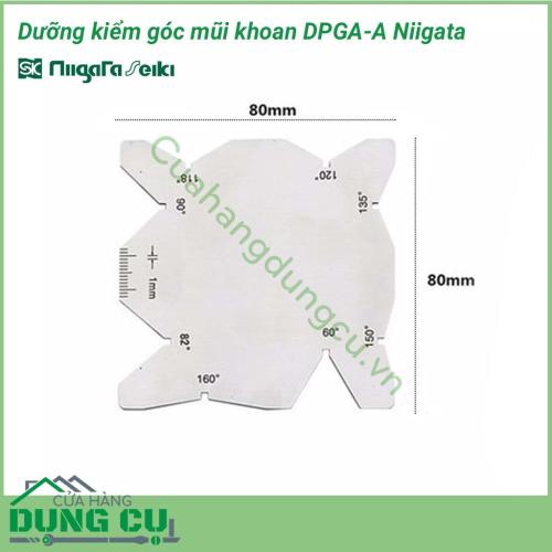 Dưỡng kiểm góc mũi khoan DPGA-A Niigata được làm bằng chất liệu inox cao cấp không gỉ, sử dụng dùng để đo góc đỉnh mũi khoan sau khi mài.