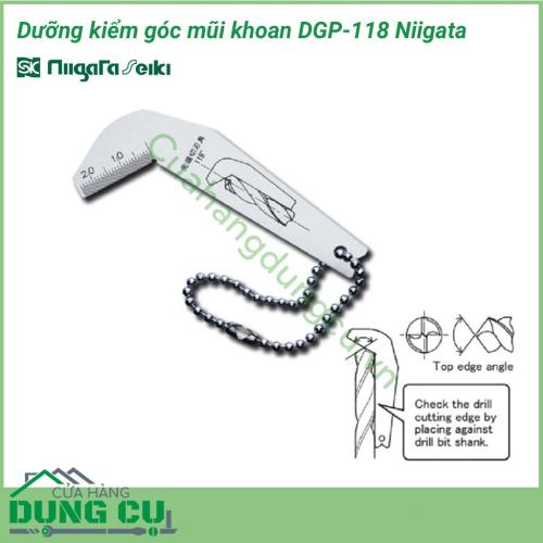 Dưỡng kiểm góc mũi khoan DGP-118 Niigata có thiết kế nhỏ gọn dễ dàng mang theo sử dụng hay cất giữ bảo quản. Sản phẩm được là từ vật liệu inox cao cấp từ Nhật, không gỉ, chịu được va chạm mạnh trong quá trình sử dụng.