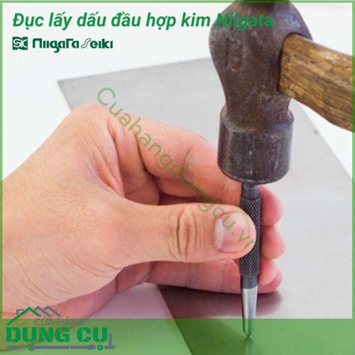 Đục lấy dấu đầu hợp kim Ø10mm TCP-M Niigata là dụng cụ sửa chữa không thể thiếu trong thùng đồ nghề của những anh thợ. Dùng để lấy dấu trên kim loại, gỗ, nhựa… được làm từ hợp kim có độ cứng cao, thân đục có khắc vạch chống trượt khi cầm thao tác.