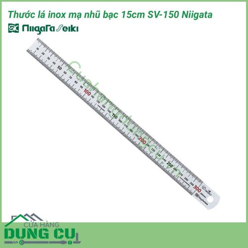 Thước lá inox mạ nhũ bạc 15cm SV-150 Niigata là thiết bị đo đa năng giúp bạn giải quyết công việc nhanh chóng và chính xác nhất. Được sản xuất trên dây chuyền hiện đại của Nhật, SV-150 cứng cáp, bền bỉ và sử dụng được cho nhiều mục đích khác nhau.