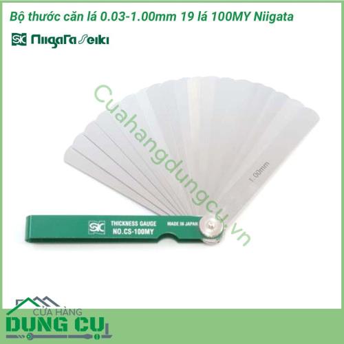 Dưỡng đo độ dày 19 lá 0.03-1.00mm 100MY Niigata gồm 19 lá được làm từ kim loại nên khá là chắc chắn và không bị mài mòn và gỉ sét theo thời gian, có thể tháo rời từng lá được, tiện cho việc sử dụng. 