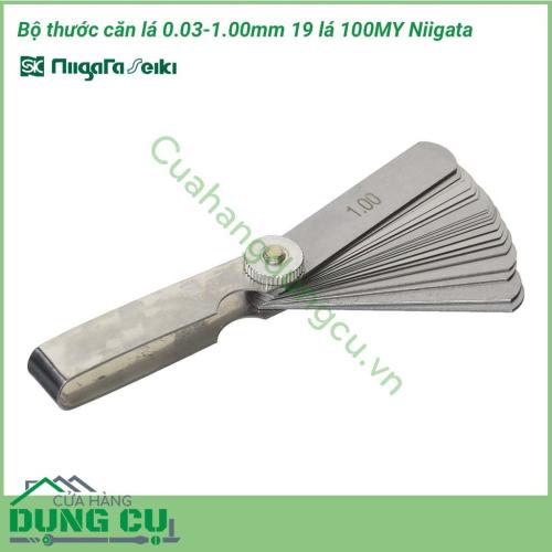 Dưỡng đo độ dày 19 lá 0.03-1.00mm 100MY Niigata gồm 19 lá được làm từ kim loại nên khá là chắc chắn và không bị mài mòn và gỉ sét theo thời gian, có thể tháo rời từng lá được, tiện cho việc sử dụng. 