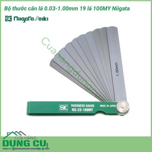 Dưỡng đo độ dày 19 lá 0.03-1.00mm 100MY Niigata gồm 19 lá được làm từ kim loại nên khá là chắc chắn và không bị mài mòn và gỉ sét theo thời gian, có thể tháo rời từng lá được, tiện cho việc sử dụng. 