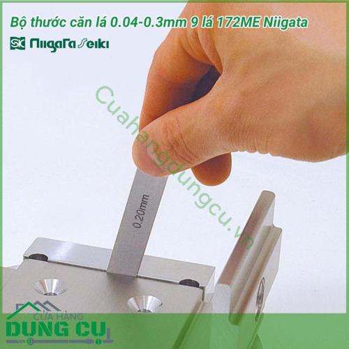 Dưỡng đo khe hở 0.04-0.3mm 9 lá 172ME Niigata có kích thước nhỏ gọn, trọng lượng nhẹ, dễ cầm nắm và thao tác đo. Mỗi lá thước được khắc sâu rõ ràng, lớp sơn đậm cho người dùng dễ nhìn.