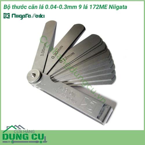 Dưỡng đo khe hở 0.04-0.3mm 9 lá 172ME Niigata có kích thước nhỏ gọn, trọng lượng nhẹ, dễ cầm nắm và thao tác đo. Mỗi lá thước được khắc sâu rõ ràng, lớp sơn đậm cho người dùng dễ nhìn.