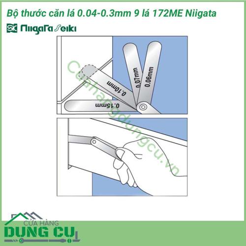 Dưỡng đo khe hở 0.04-0.3mm 9 lá 172ME Niigata có kích thước nhỏ gọn, trọng lượng nhẹ, dễ cầm nắm và thao tác đo. Mỗi lá thước được khắc sâu rõ ràng, lớp sơn đậm cho người dùng dễ nhìn.