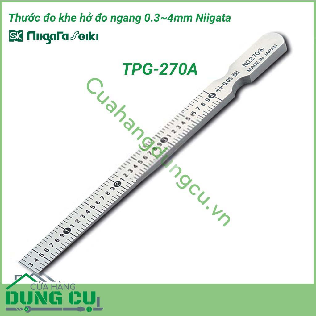 Thước đo khe hở đo ngang 0.3-4mm TPG 270A Niigata là dòng sản phẩm chuyên biệt nhất mà hãng Niigata Seki sản xuất ra để đánh giá mối hàn xem có đạt chất lượng hay không. Sản phẩm dùng để đo kích thước rãnh và khe hở.