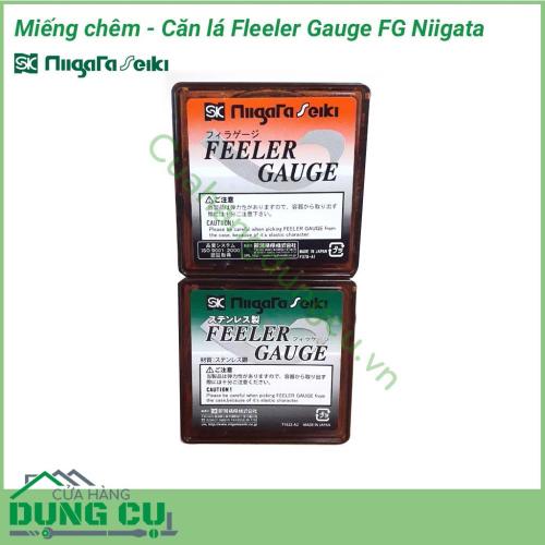 Căn lá - Fleeler Gauge FG Niigata là thiết bị đo gồm các lá có độ dày khác nhau (0.005~1mm) được sử dụng để kiểm tra kích thước ở những nơi có khe hở nhỏ với thao tác đơn giản là cắm thước vào khe. 