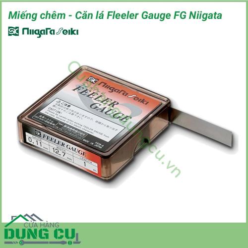 Căn lá - Fleeler Gauge FG Niigata là thiết bị đo gồm các lá có độ dày khác nhau (0.005~1mm) được sử dụng để kiểm tra kích thước ở những nơi có khe hở nhỏ với thao tác đơn giản là cắm thước vào khe. 