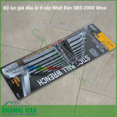 Bộ lục giá đầu bi 9 cây nhật bản SBS-2000 Wise gồm 9 kích cỡ lục giác khác nhau: 1.5, 2, 2.5, 3, 4, 5, 6, 8, 10mm. Đuôi cầm có đầu bi có thể xoáy ở những khe hẹp.