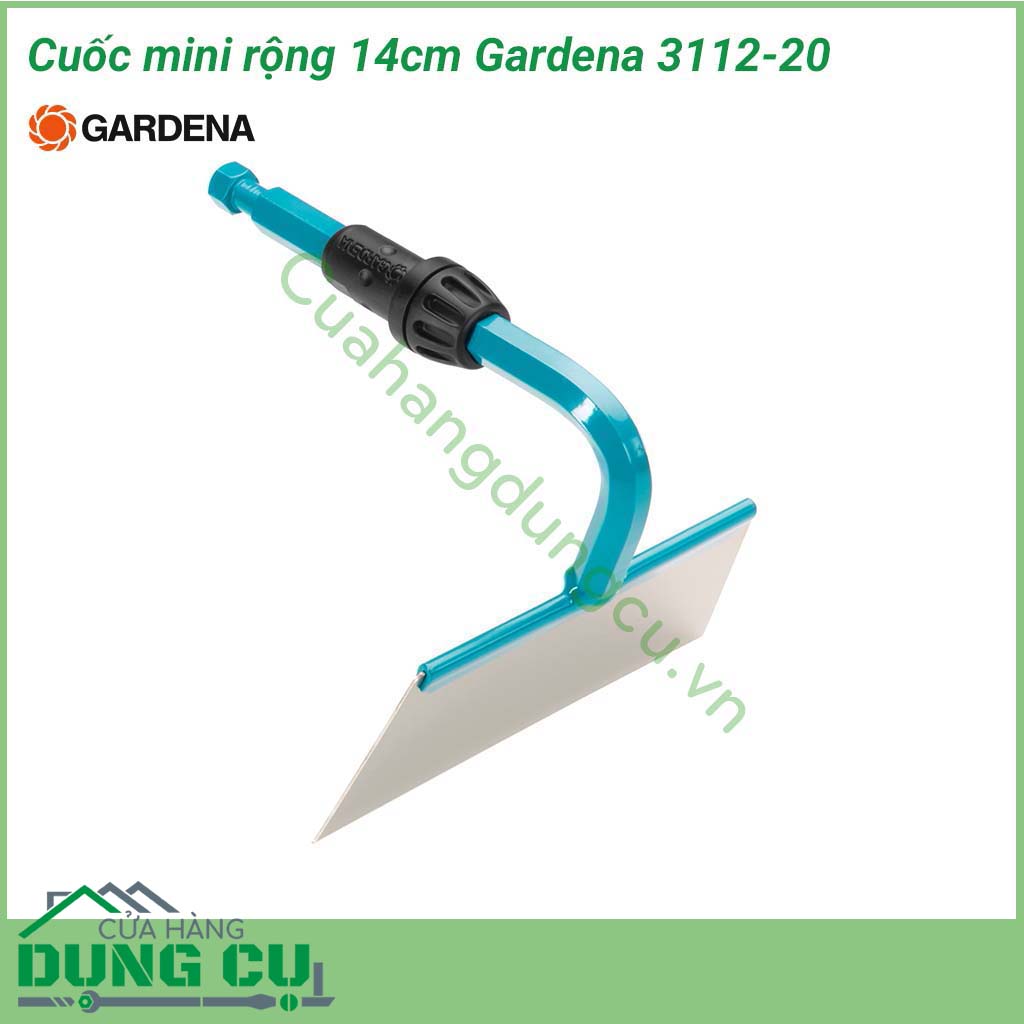 Đầu cuốc làm vườn mini rộng 14cm Gardena 3112-20 là một công cụ lý tưởng để làm cỏ hiệu quả. Lưỡi cuốc bền, rộng 14 cm, làm bằng thép không gỉ, được bảo vệ chống ăn mòn.
