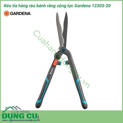 Kéo tỉa hàng rào cây cảnh bánh răng cộng lực Gardena 12303-20 được thiết kế kiểu dáng hiện đại màu sắc bắt mắt. Lưỡi kéo sắc bén, chống gỉ rét thao tác nhanh và gọn. Tay cầm êm ái, thoải mái khi làm việc.