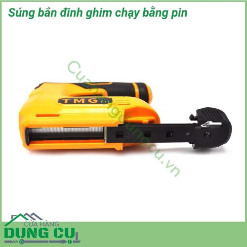 Súng bắn ghim bằng pin TMG là sản phẩm rất thông dụng và phổ biến hiện nay. Với thiết kế tiện dụng, dụng cụ này có thể được sử dụng ở mọi hoàn cảnh, mọi ngành nghề khác nhau như: trang trí, nghề mộc, văn phòng phẩm… 