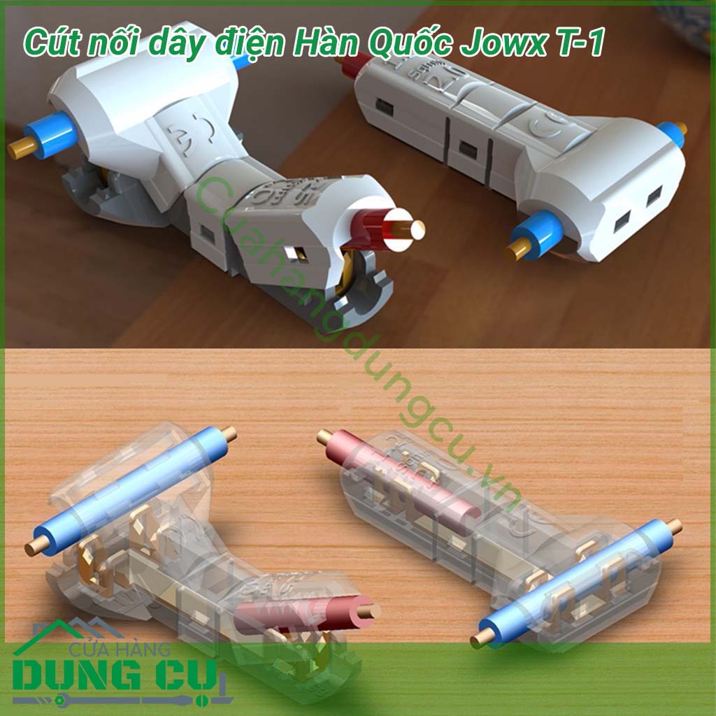 Cút nối dây điện Hàn Quốc Jowx T-1 được sản xuất tại Hàn Quốc với thiết kế nhỏ gọn, kiểu dáng thời trang, cực kì tiện dụng và đơn giản khi sử dụng, an toàn điện một cách toàn diện phòng và tránh nguy cơ cháy nổ, chập điện.