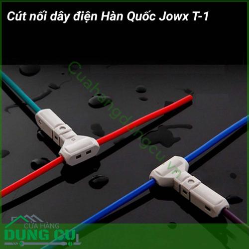 Cút nối dây điện Hàn Quốc Jowx T-1 được sản xuất tại Hàn Quốc với thiết kế nhỏ gọn, kiểu dáng thời trang, cực kì tiện dụng và đơn giản khi sử dụng, an toàn điện một cách toàn diện phòng và tránh nguy cơ cháy nổ, chập điện.