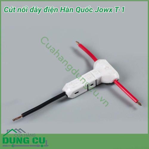 Cút nối dây điện Hàn Quốc Jowx T-1 được sản xuất tại Hàn Quốc với thiết kế nhỏ gọn, kiểu dáng thời trang, cực kì tiện dụng và đơn giản khi sử dụng, an toàn điện một cách toàn diện phòng và tránh nguy cơ cháy nổ, chập điện.