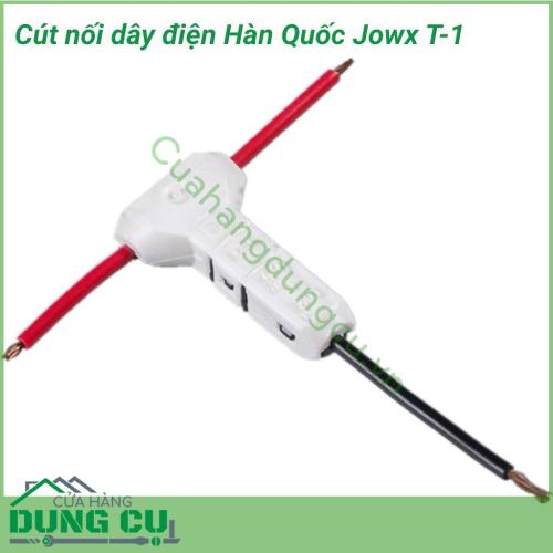 Cút nối dây điện Hàn Quốc Jowx T-1 được sản xuất tại Hàn Quốc với thiết kế nhỏ gọn, kiểu dáng thời trang, cực kì tiện dụng và đơn giản khi sử dụng, an toàn điện một cách toàn diện phòng và tránh nguy cơ cháy nổ, chập điện.